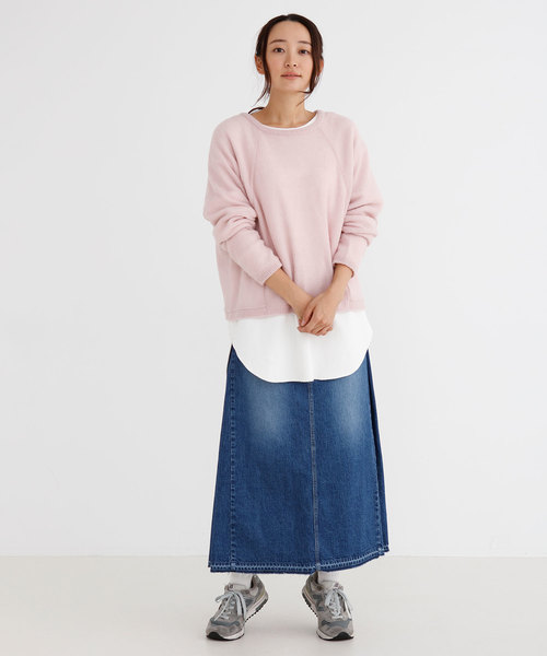 Munich（ミューニック）の「ファインメリノブークレーニットラウンドネックプルオーバー（ニット/セーター・レディース・ピンク/グリーン/アイボリー/ラベンダー/ホワイト×ブラック・FREE）」の13枚目の写真