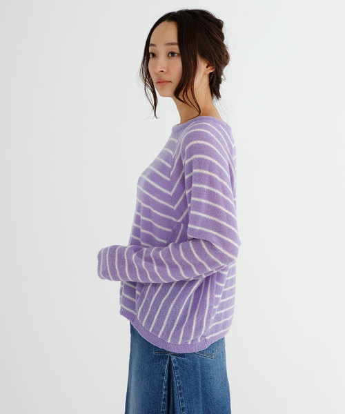 Munich（ミューニック）の「ファインメリノブークレーニットラウンドネックプルオーバー（ニット/セーター・レディース・ピンク/グリーン/アイボリー/ラベンダー/ホワイト×ブラック・FREE）」の21枚目の写真