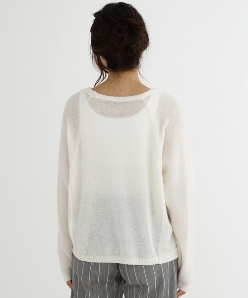 Munich（ミューニック）の「ファインメリノブークレーニットラウンドネックプルオーバー（ニット/セーター・レディース・ピンク/グリーン/アイボリー/ラベンダー/ホワイト×ブラック・FREE）」の11枚目の写真