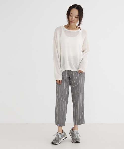 Munich（ミューニック）の「ファインメリノブークレーニットラウンドネックプルオーバー（ニット/セーター・レディース・ピンク/グリーン/アイボリー/ラベンダー/ホワイト×ブラック・FREE）」の12枚目の写真