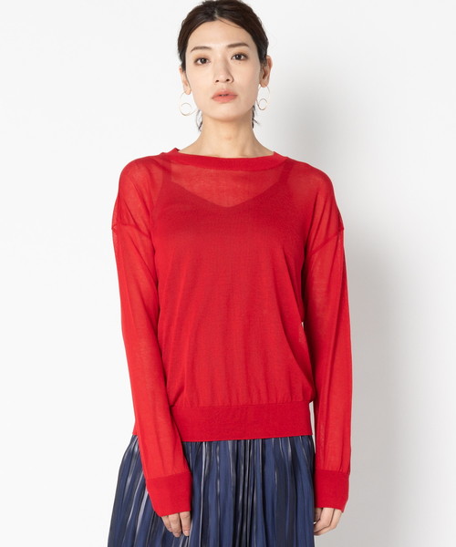 HELIOPOLE(エリオポール)の「シアー クルーネックニット(ニット/セーター・レディース・ホワイト/スカイブルー/ブラック/レッド・38)」の1枚目の写真