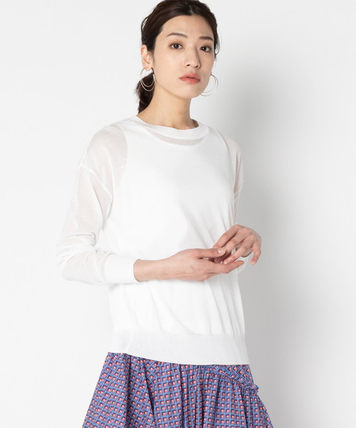 HELIOPOLE(エリオポール)の「シアー クルーネックニット(ニット/セーター・レディース・ホワイト/スカイブルー/ブラック/レッド・38)」の2枚目の写真