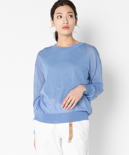 HELIOPOLE(エリオポール)の「シアー クルーネックニット(ニット/セーター・レディース・ホワイト/スカイブルー/ブラック/レッド・38)」の4枚目の写真