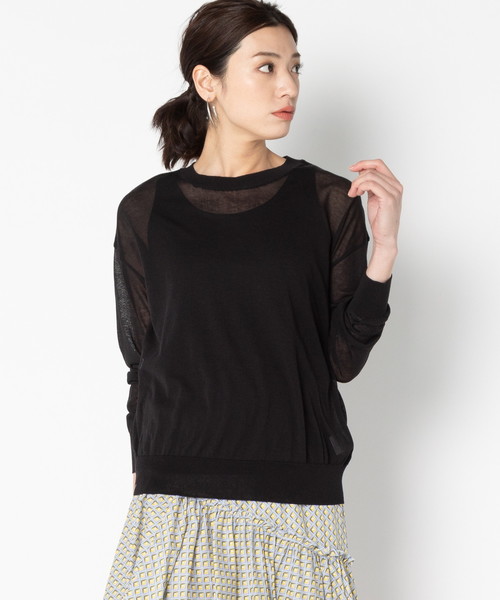 HELIOPOLE(エリオポール)の「シアー クルーネックニット(ニット/セーター・レディース・ホワイト/スカイブルー/ブラック/レッド・38)」の3枚目の写真