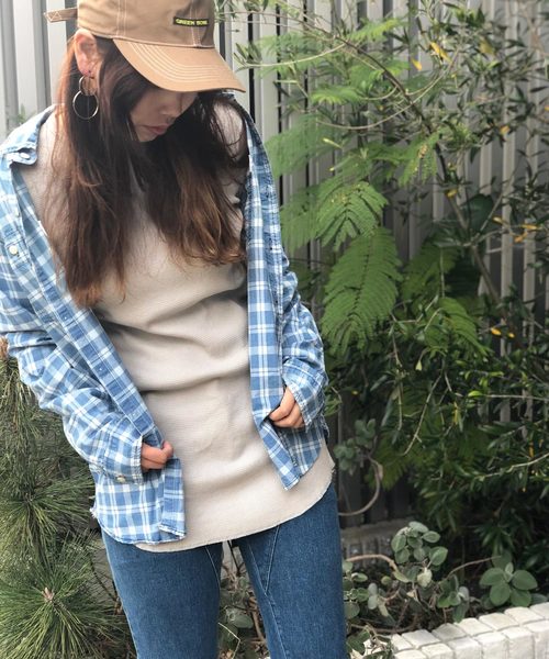 Born（ボーン）の「Born Waffle Long T-shirts（Tシャツ/カットソー・レディース・ブラック/ダークグリーン/ネイビー/グレー/アイボリー/モカ・FREE）」の3枚目の写真