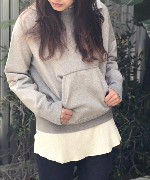 Born（ボーン）の「Born Waffle Long T-shirts（Tシャツ/カットソー・レディース・ブラック/ダークグリーン/ネイビー/グレー/アイボリー/モカ・FREE）」の2枚目の写真