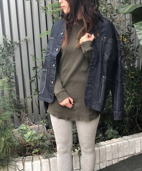 Born（ボーン）の「Born Waffle Long T-shirts（Tシャツ/カットソー・レディース・ブラック/ダークグリーン/ネイビー/グレー/アイボリー/モカ・FREE）」の5枚目の写真