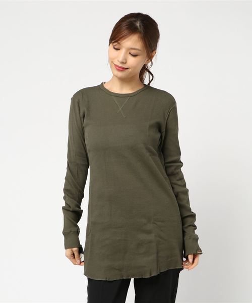 Born（ボーン）の「Born Waffle Long T-shirts（Tシャツ/カットソー・レディース・ブラック/ダークグリーン/ネイビー/グレー/アイボリー/モカ・FREE）」の12枚目の写真