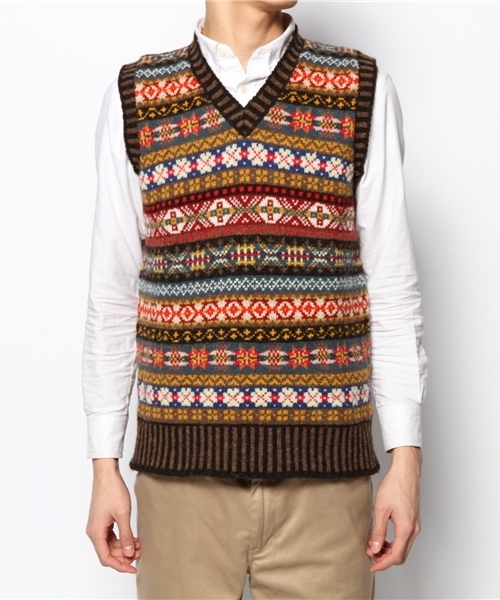 fennica Men's（フェニカメンズ）の「Jamieson's Knitwear×fennica / Vネックベスト 【Men's】（ベスト・メンズ・イエロー系その他/その他1/グリーン/グレー/オレンジ系その他・LARGE/MEDIUM/38）」の5枚目の写真