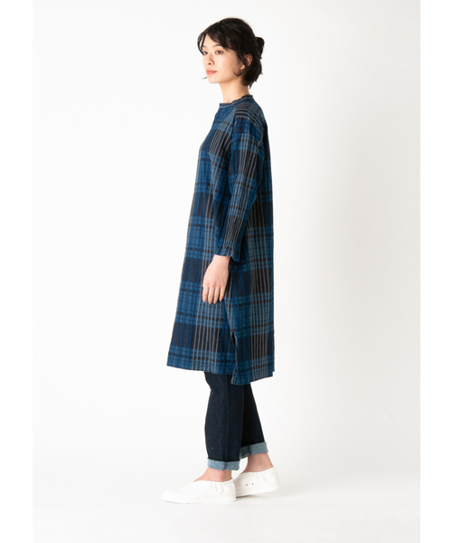 Plantation(プランテーション)の「S Waveチェック(ワンピース・レディース・ネイビー/レッド・M/M size)」の12枚目の写真