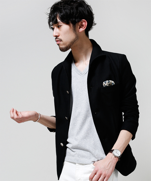 NANO universe（ナノユニバース）の「ハニカムカノコイタリーJK（テーラードジャケット・メンズ・ブラック/ネイビー/ダークネイビー・LARGE/X-LARGE/SMALL/MEDIUM）」の2枚目の写真