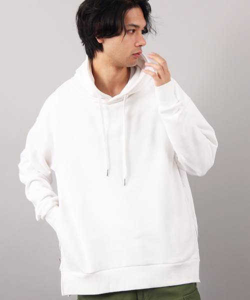 8(eight)(エイト)の「サイドZIP ビッグパーカー プルオーバー(パーカー・メンズ・ホワイト/ブラック/ベージュ/グレー/レッド/ピンク・MEDIUM/LARGE)」の2枚目の写真