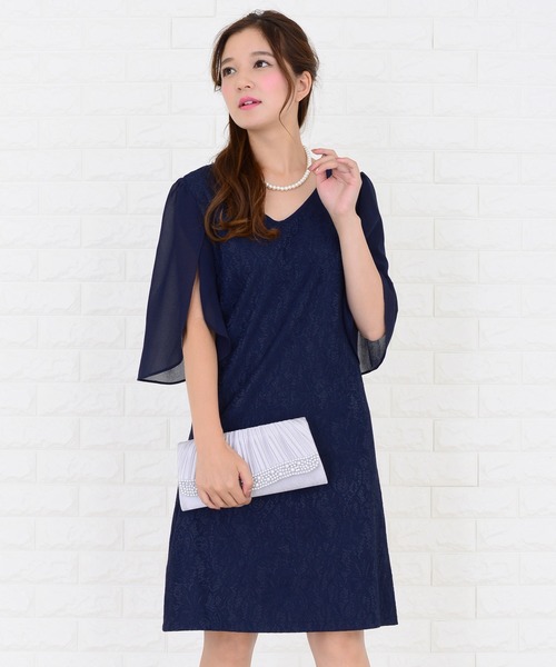 Lace Ladies(レースレディース)の「シースルー袖×刺繍レースワンピース・ドレス(ドレス・レディース・ネイビー/ブラック/グレー・XXL/S/XL/L/M)」の3枚目の写真