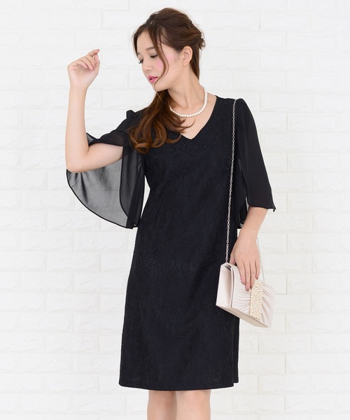 Lace Ladies(レースレディース)の「シースルー袖×刺繍レースワンピース・ドレス(ドレス・レディース・ネイビー/ブラック/グレー・XXL/S/XL/L/M)」の5枚目の写真