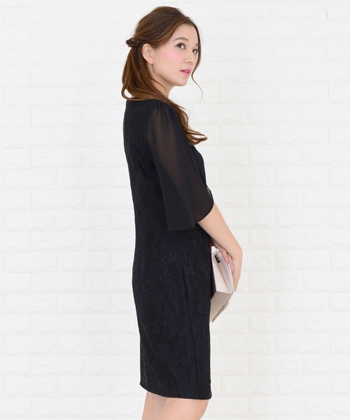 Lace Ladies(レースレディース)の「シースルー袖×刺繍レースワンピース・ドレス(ドレス・レディース・ネイビー/ブラック/グレー・XXL/S/XL/L/M)」の9枚目の写真
