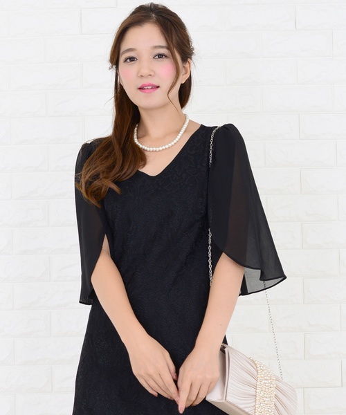 Lace Ladies(レースレディース)の「シースルー袖×刺繍レースワンピース・ドレス(ドレス・レディース・ネイビー/ブラック/グレー・XXL/S/XL/L/M)」の10枚目の写真
