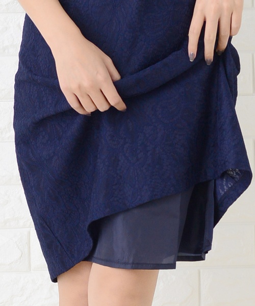 Lace Ladies(レースレディース)の「シースルー袖×刺繍レースワンピース・ドレス(ドレス・レディース・ネイビー/ブラック/グレー・XXL/S/XL/L/M)」の4枚目の写真