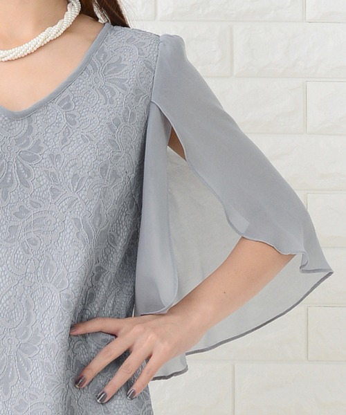 Lace Ladies(レースレディース)の「シースルー袖×刺繍レースワンピース・ドレス(ドレス・レディース・ネイビー/ブラック/グレー・XXL/S/XL/L/M)」の16枚目の写真