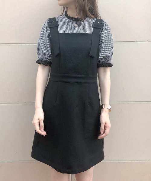 one after another NICE CLAUP（ワンアフターアナザーナイスクラップ）の「ミニ丈ジャンパースカート（ジャンパースカート・レディース・ブラック/ブラウン/チェック・FREE）」の10枚目の写真