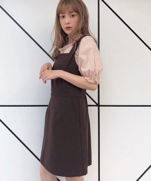 one after another NICE CLAUP（ワンアフターアナザーナイスクラップ）の「ミニ丈ジャンパースカート（ジャンパースカート・レディース・ブラック/ブラウン/チェック・FREE）」の15枚目の写真