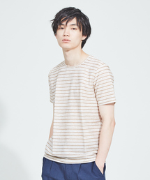 ABAHOUSE | 【WEB別注】麻混メランジリップルボーダー半袖Tシャツ(Tシャツ/カットソー)