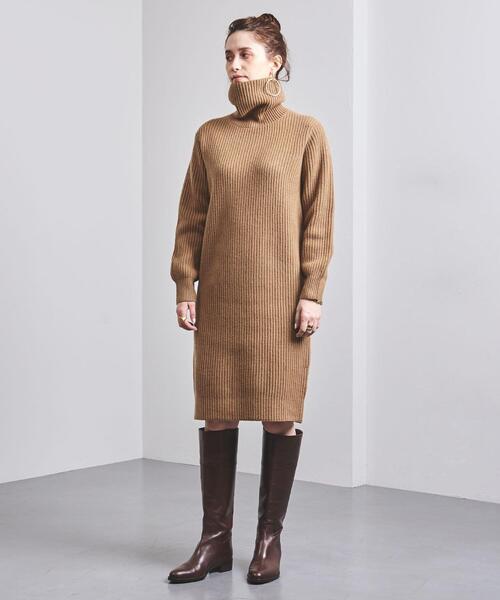 UNITED ARROWS（ユナイテッドアローズ）の「UWSC アゼ タートル ニットワンピース†（ワンピース・レディース・ダークグレー/ベージュ/オフホワイト・FREE）」の16枚目の写真