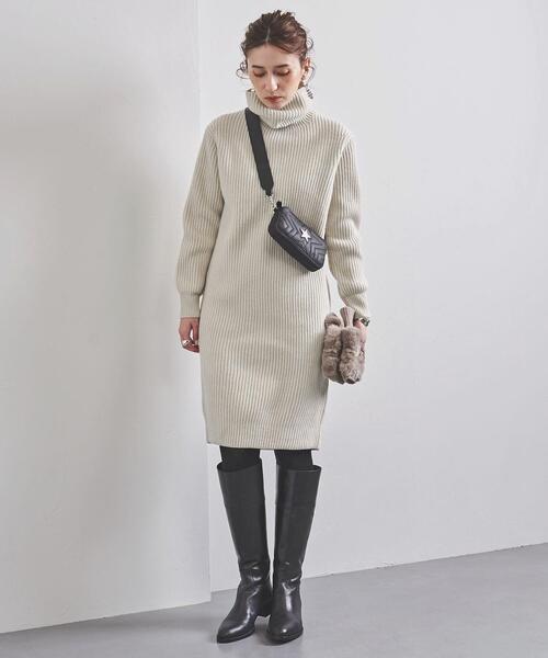 UNITED ARROWS（ユナイテッドアローズ）の「UWSC アゼ タートル ニットワンピース†（ワンピース・レディース・ダークグレー/ベージュ/オフホワイト・FREE）」の19枚目の写真
