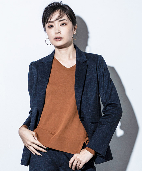 A/C DESIGN BY ALPHA CUBIC(エーシーデザインバイアルファキュービック)の「◇カタログ掲載◇【キャリーマンシリーズ/セットアップ対応】テーラードジャケット(テーラードジャケット)」|ネイビー