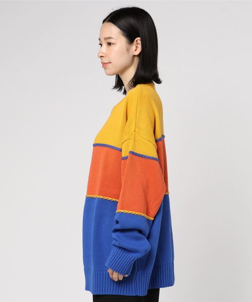 DING（ディング）の「DING/配色セーター（ニット/セーター・レディース・パープル/イエロー・FREE）」の10枚目の写真