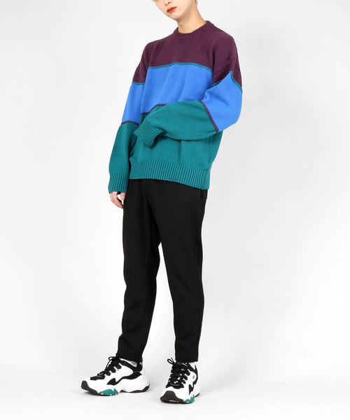 DING（ディング）の「DING/配色セーター（ニット/セーター・レディース・パープル/イエロー・FREE）」の9枚目の写真