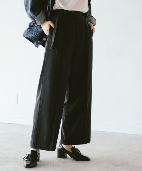 PAGEBOY（ページボーイ）の「Cテンセルトレンチ セットアップパンツ（その他パンツ・レディース・ブラック/ベージュ/ライトベージュ・FREE）」の2枚目の写真