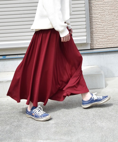 Coo+i（クーイ）の「ミモレ丈フレアスカート（スカート・レディース・チャコールグレー/ブラック/ネイビー/グレー/カーキ/ブルー/グリーン/マスタード/モカ/ワイン・FREE）」の10枚目の写真