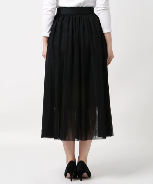 WEGO(ウィゴー)の「WEGO/ベルトチュールロングスカート(スカート・レディース・ブラック/ホワイト・FREE)」の3枚目の写真