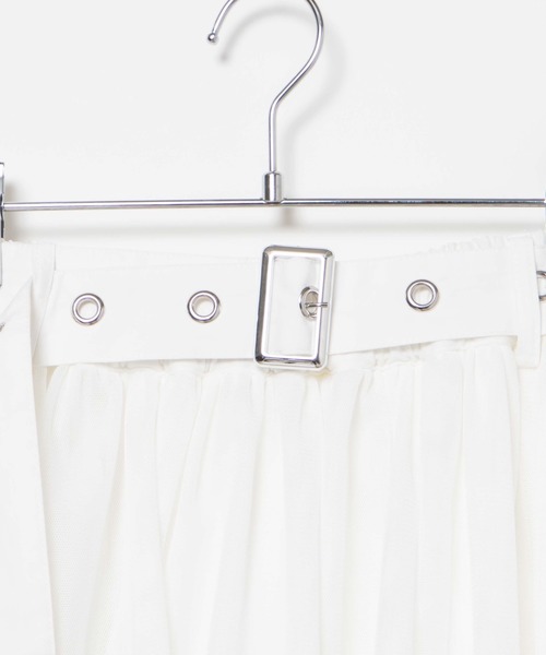 WEGO(ウィゴー)の「WEGO/ベルトチュールロングスカート(スカート・レディース・ブラック/ホワイト・FREE)」の7枚目の写真