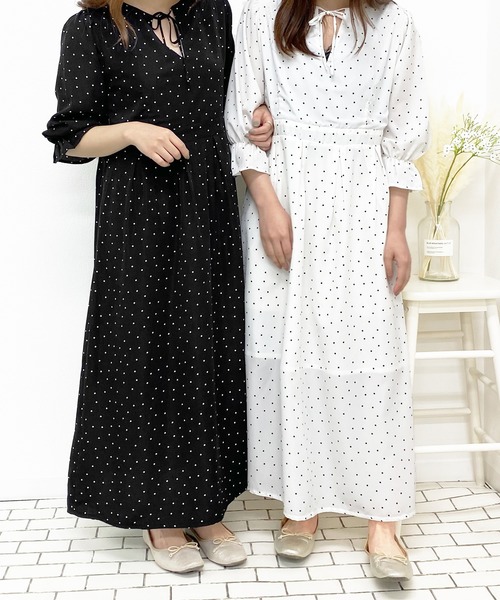 PairPair（ペアペア）の「ドットリボン2WAYワンピース（ワンピース・レディース・ブラック/オフホワイト・FREE）」の2枚目の写真