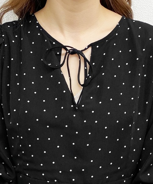 PairPair（ペアペア）の「ドットリボン2WAYワンピース（ワンピース・レディース・ブラック/オフホワイト・FREE）」の7枚目の写真