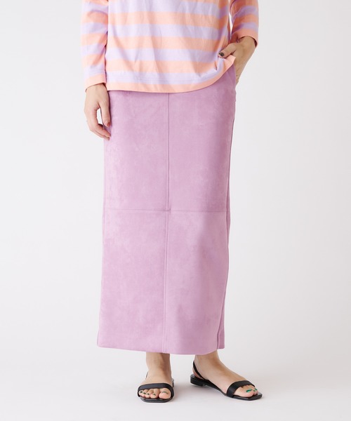 Omekashi（オメカシ）の「エコスエードタイトスカート（スカート・レディース・パープル/ブラウン/アイボリー・38/36）」の3枚目の写真