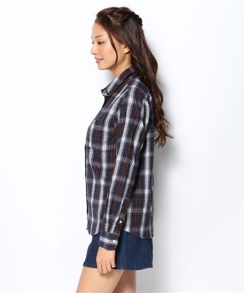 CIAOPANIC（チャオパニック）の「【Ciaopanic】ネルチェックシャツ（シャツ/ブラウス・レディース・レッド/イエロー/ネイビー/グリーン・FREE）」の6枚目の写真