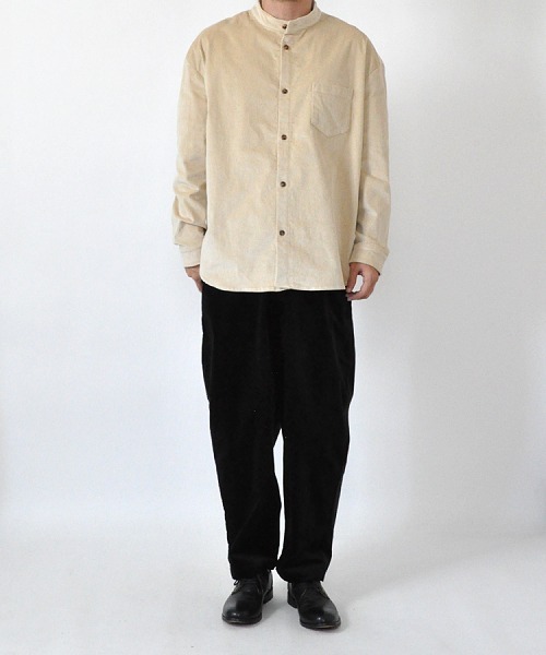 UP START（アップスタート）の「ストレッチコーデュロイバンドカラーロングスリーブシャツ（シャツ/ブラウス・メンズ・ベージュ/アイボリー/カーキ・MEDIUM/LARGE）」の7枚目の写真