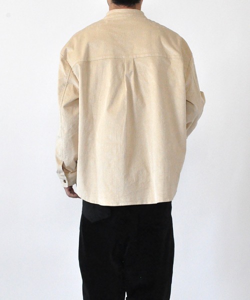 UP START（アップスタート）の「ストレッチコーデュロイバンドカラーロングスリーブシャツ（シャツ/ブラウス・メンズ・ベージュ/アイボリー/カーキ・MEDIUM/LARGE）」の6枚目の写真