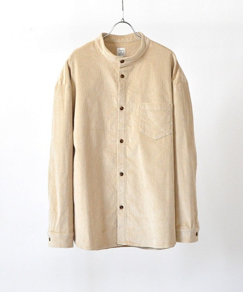 UP START（アップスタート）の「ストレッチコーデュロイバンドカラーロングスリーブシャツ（シャツ/ブラウス・メンズ・ベージュ/アイボリー/カーキ・MEDIUM/LARGE）」の13枚目の写真