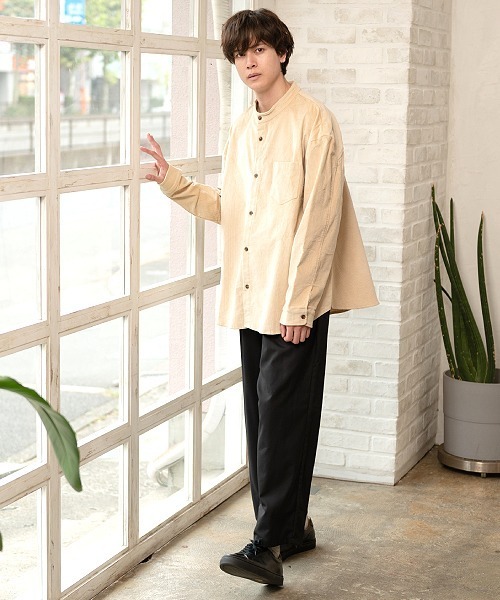 UP START（アップスタート）の「ストレッチコーデュロイバンドカラーロングスリーブシャツ（シャツ/ブラウス・メンズ・ベージュ/アイボリー/カーキ・MEDIUM/LARGE）」の20枚目の写真
