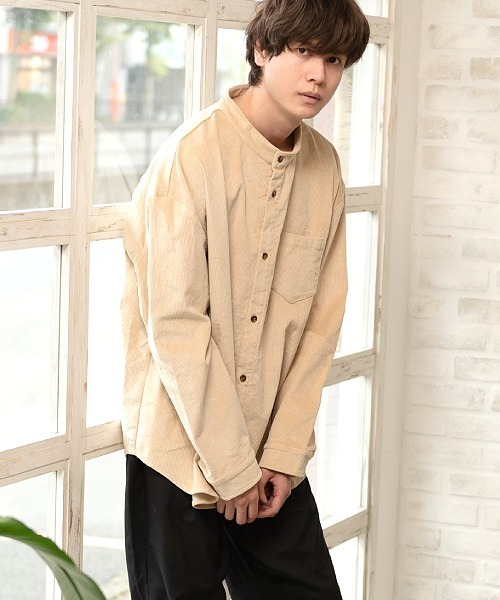 UP START（アップスタート）の「ストレッチコーデュロイバンドカラーロングスリーブシャツ（シャツ/ブラウス・メンズ・ベージュ/アイボリー/カーキ・MEDIUM/LARGE）」の21枚目の写真
