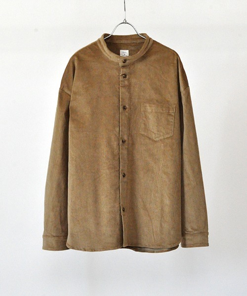 UP START（アップスタート）の「ストレッチコーデュロイバンドカラーロングスリーブシャツ（シャツ/ブラウス・メンズ・ベージュ/アイボリー/カーキ・MEDIUM/LARGE）」の12枚目の写真