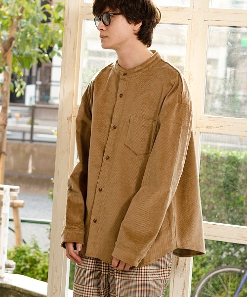UP START（アップスタート）の「ストレッチコーデュロイバンドカラーロングスリーブシャツ（シャツ/ブラウス・メンズ・ベージュ/アイボリー/カーキ・MEDIUM/LARGE）」の19枚目の写真