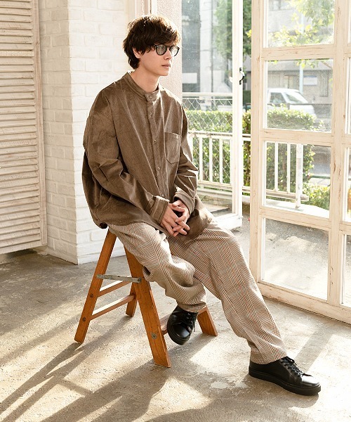 UP START（アップスタート）の「ストレッチコーデュロイバンドカラーロングスリーブシャツ（シャツ/ブラウス・メンズ・ベージュ/アイボリー/カーキ・MEDIUM/LARGE）」の15枚目の写真