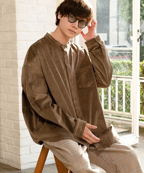 UP START（アップスタート）の「ストレッチコーデュロイバンドカラーロングスリーブシャツ（シャツ/ブラウス・メンズ・ベージュ/アイボリー/カーキ・MEDIUM/LARGE）」の17枚目の写真