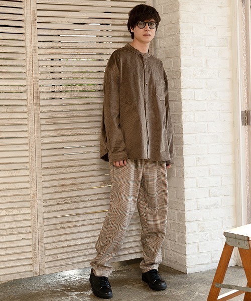 UP START（アップスタート）の「ストレッチコーデュロイバンドカラーロングスリーブシャツ（シャツ/ブラウス・メンズ・ベージュ/アイボリー/カーキ・MEDIUM/LARGE）」の14枚目の写真