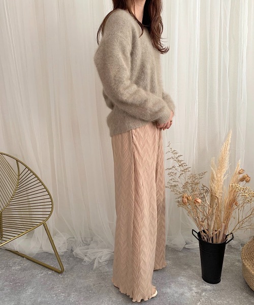 slowmelly（スローメリー）の「【WEARISTA てら】変形楊柳ワイドパンツ（その他パンツ・レディース・ベージュ/パープル/ピンクベージュ・FREE）」の6枚目の写真