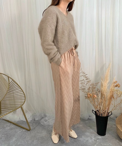 slowmelly（スローメリー）の「【WEARISTA てら】変形楊柳ワイドパンツ（その他パンツ・レディース・ベージュ/パープル/ピンクベージュ・FREE）」の7枚目の写真